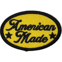 Yellow Black Outline Patch with Text American Made I/O