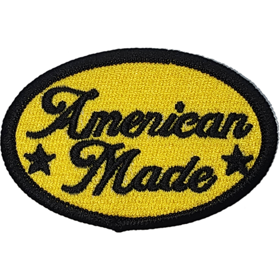 Yellow Black Outline Patch with Text American Made I/O