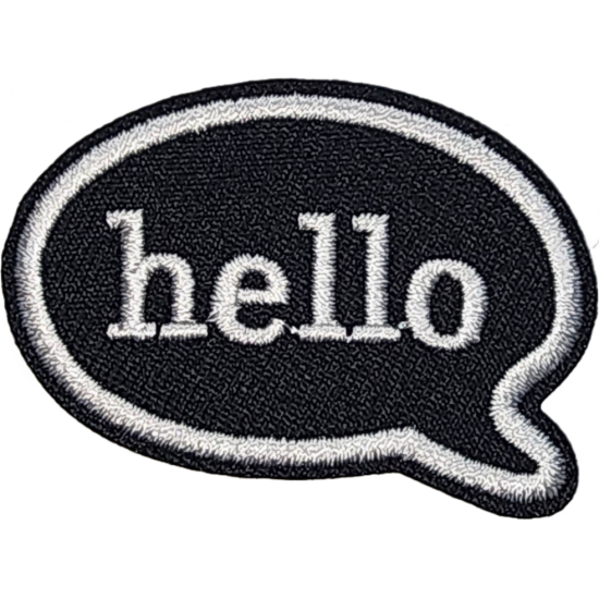 Black White Outline Speech Bubble with Text hello I/O