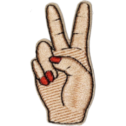 Beige Red Outline Peace Sign with Fingers I/O