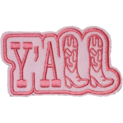Pink Light Pink Outline Text YAll with Cowboy Boots I/O