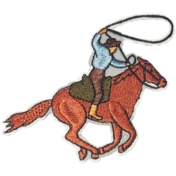 Brown Blue Green Outline Cowboy with Lasso I/O