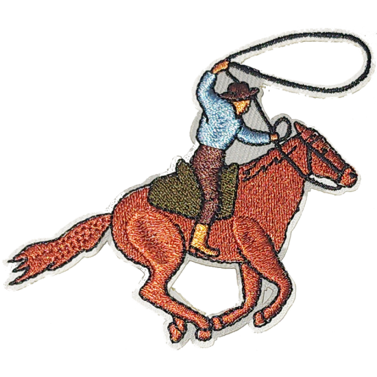 Brown Blue Green Outline Cowboy with Lasso I/O