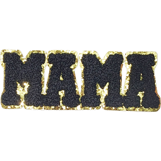Black Gold Outline Text with "MAMA" I/O