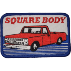 Red Blue White Outline Truck with Text SQUARE BODY I/O