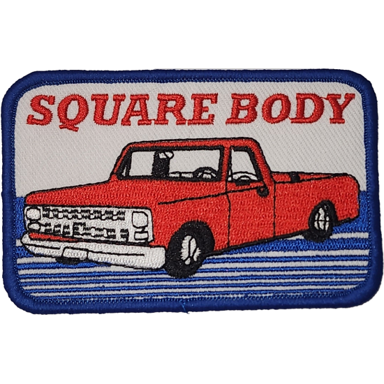 Red Blue White Outline Truck with Text SQUARE BODY I/O