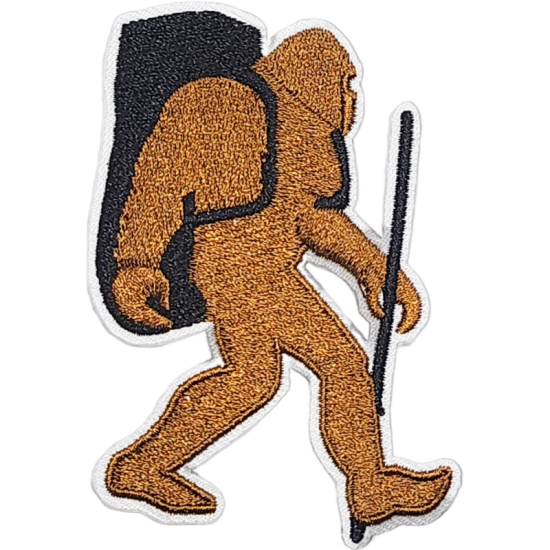 Orange Black Outline Hiker with Walking Stick I/O