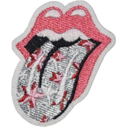 Pink White Black Rolling Stones Inspired Lips/Tongue with Stars I/O