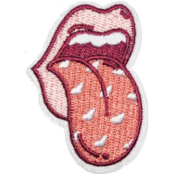 Pink Peach White Outline Tongue with Spots I/O