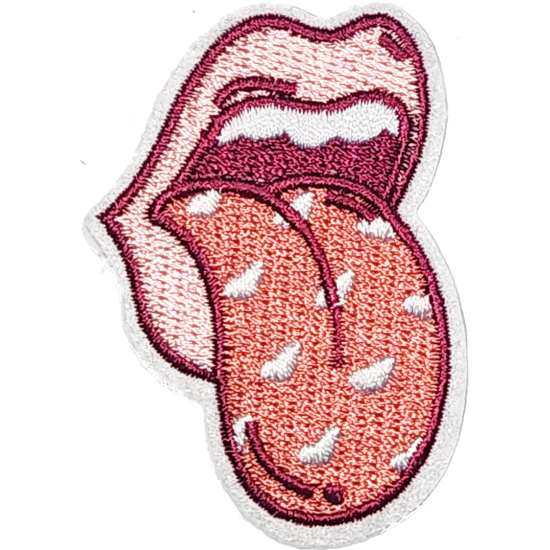 Pink Peach White Outline Tongue with Spots I/O