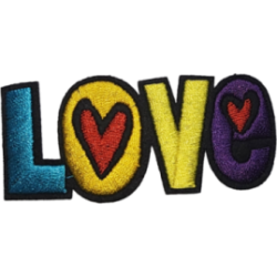 Blue Yellow Red Purple Black Outline Love with Hearts I/O