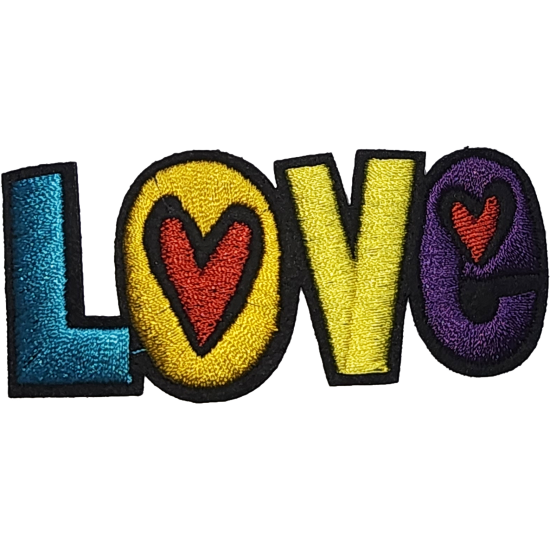 Blue Yellow Red Purple Black Outline Love with Hearts I/O