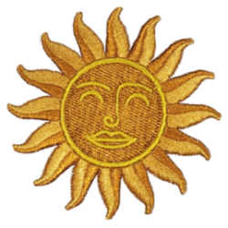 Golden Yellow Outline Sun with Face I/O