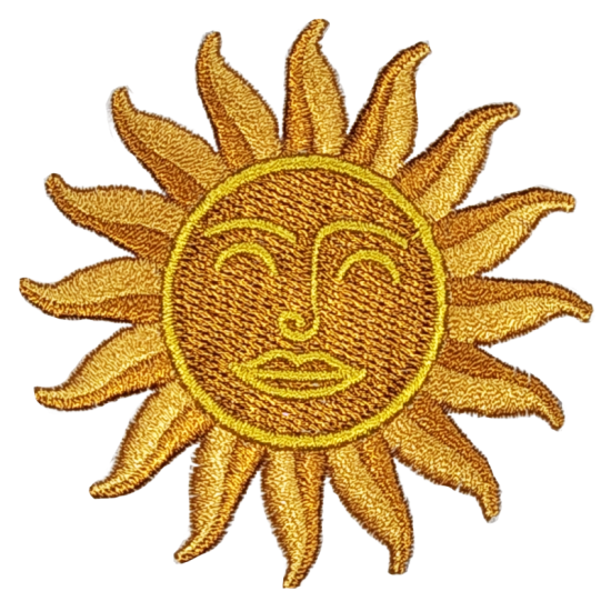Golden Yellow Outline Sun with Face I/O