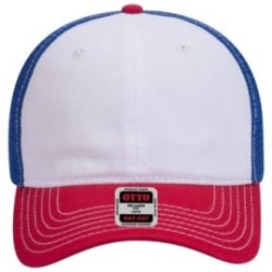 OTTO CAP 6 Panel Low Profile Ryl Mesh Back Trucker Dad Hat Red/Whtl OSFM -Adult