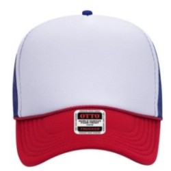 OTTO CAP 5 Panel Mid Profile Mesh Kly Back Trucker Hat Kly/Wht/ OSFM - Adult